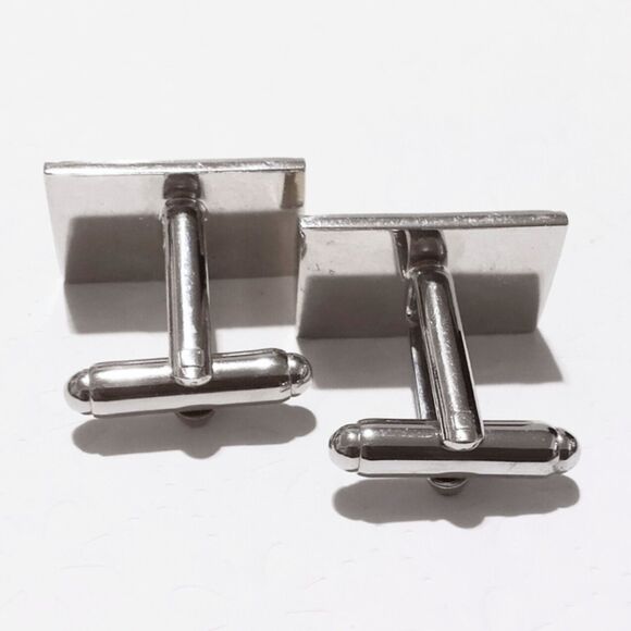 Men's Vintage Brushed Silver And Gold Tone Cuff Links - Picture 4 of 4